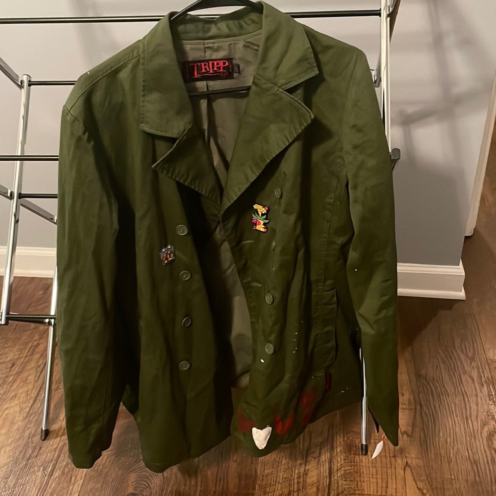 Custom Vintage TRIPP NYC Women’s Large Trench Utility Mackinaw Coat Army Green